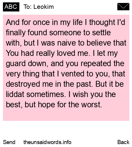 unsent message to Leokim