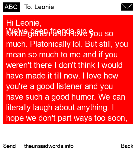 unsent message to Leonie