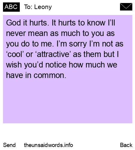 unsent message to Leony