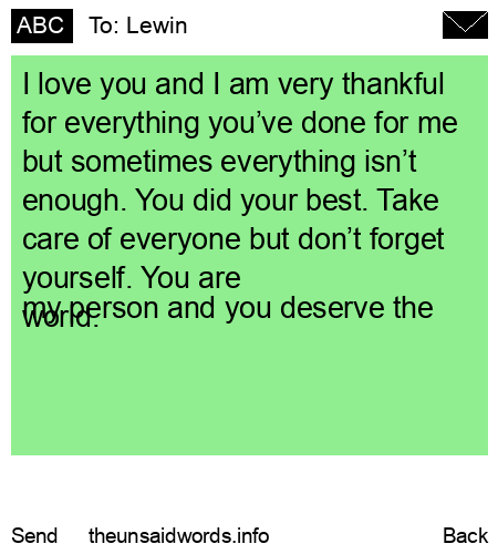 unsent message to Lewin