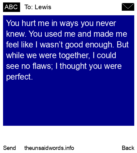 unsent message to Lewis