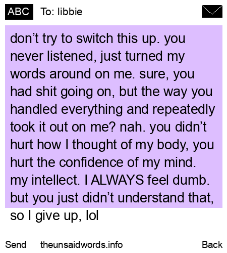 unsent message to libbie