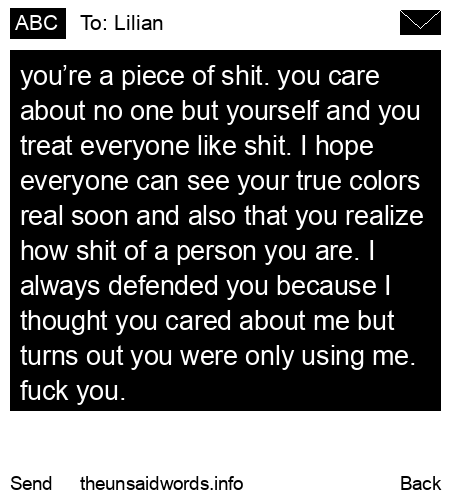 unsent message to Lilian