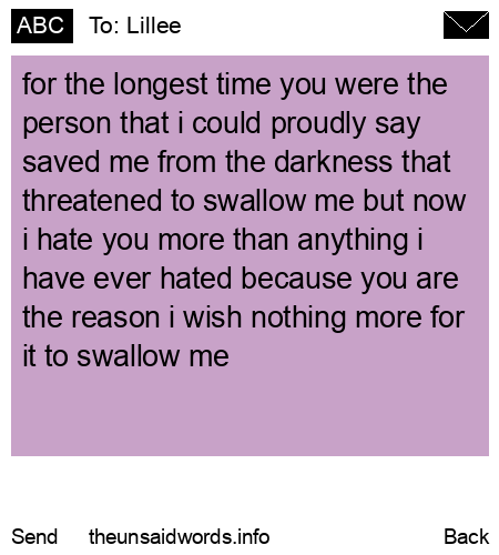 unsent message to Lillee