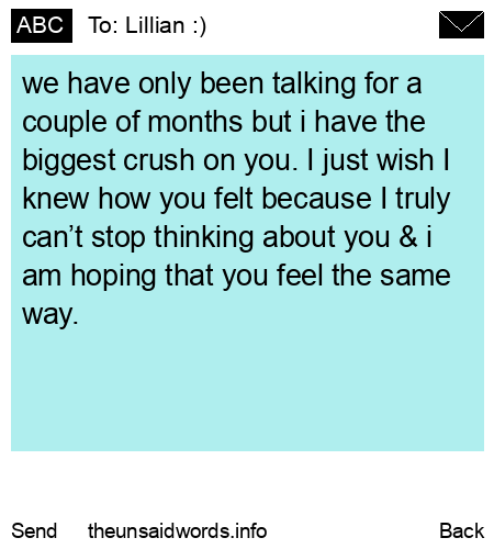 unsent message to Lillian :)