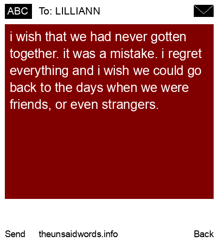 unsent message to LILLIANN