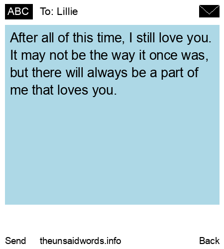 unsent message to Lillie