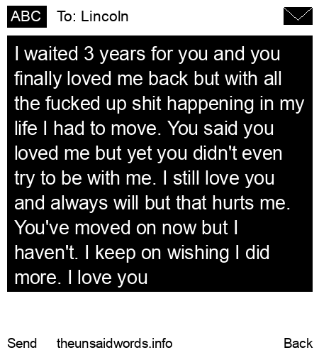 unsent message to Lincoln