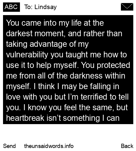 unsent message to Lindsay