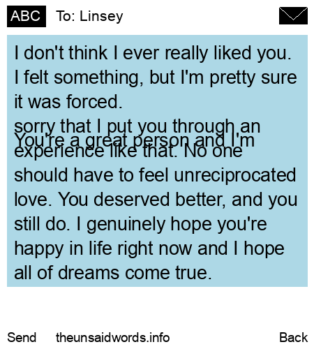 unsent message to Linsey