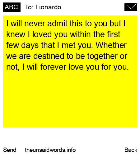 unsent message to Lionardo