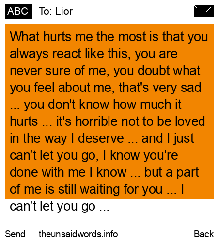 unsent message to Lior