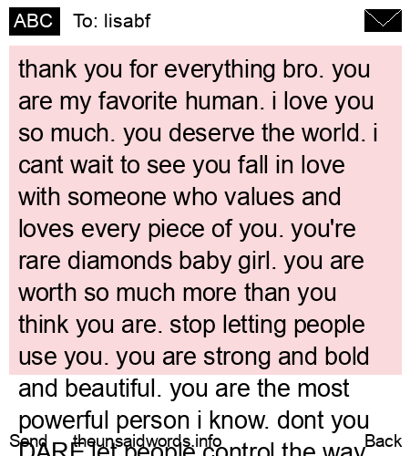 unsent message to lisabf