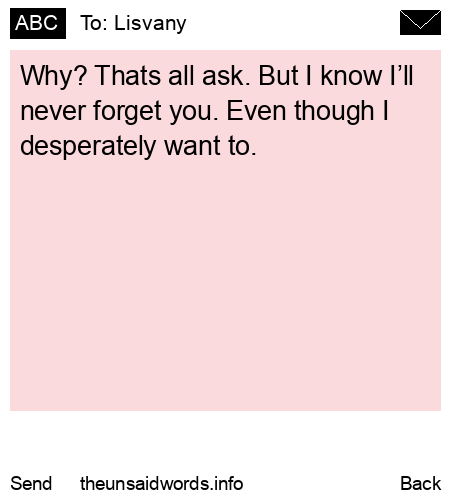 unsent message to Lisvany