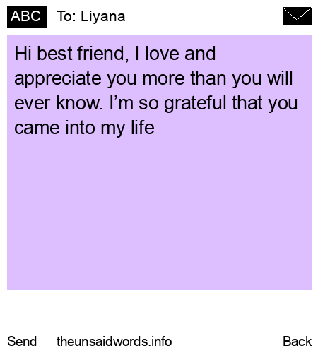 unsent message to Liyana
