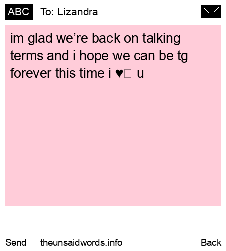 unsent message to Lizandra