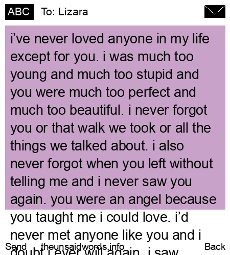 unsent message to Lizara