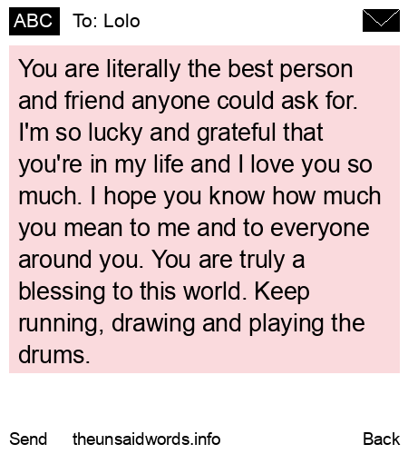 unsent message to Lolo