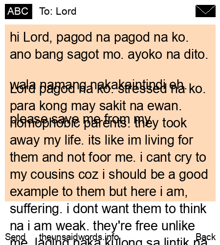 unsent message to Lord