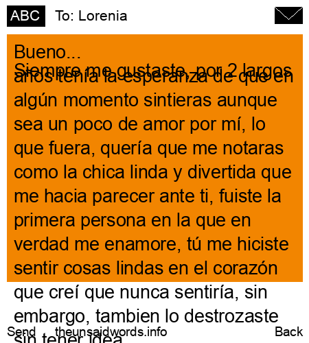 unsent message to Lorenia