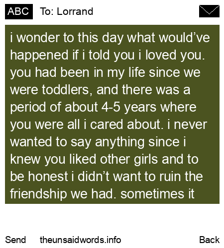 unsent message to Lorrand