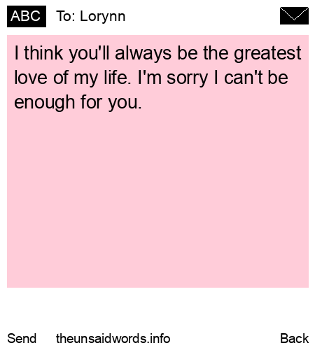 unsent message to Lorynn