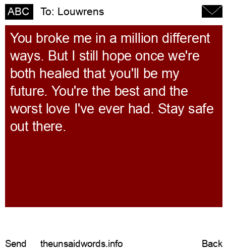 unsent message to Louwrens