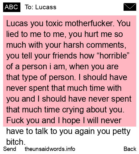 unsent message to Lucass