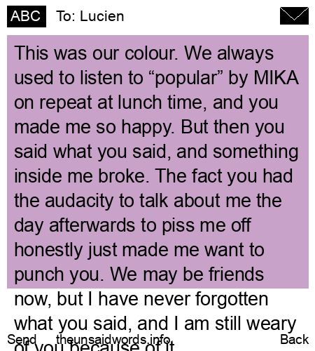 unsent message to Lucien