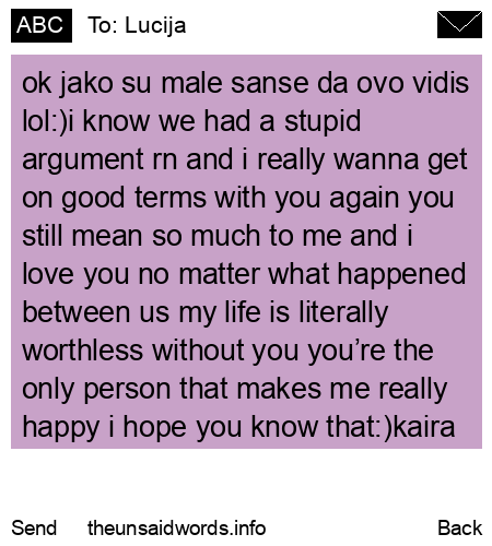 unsent message to Lucija
