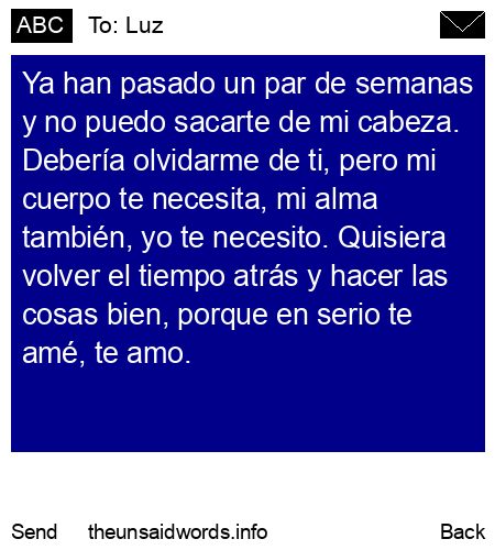 unsent message to Luz