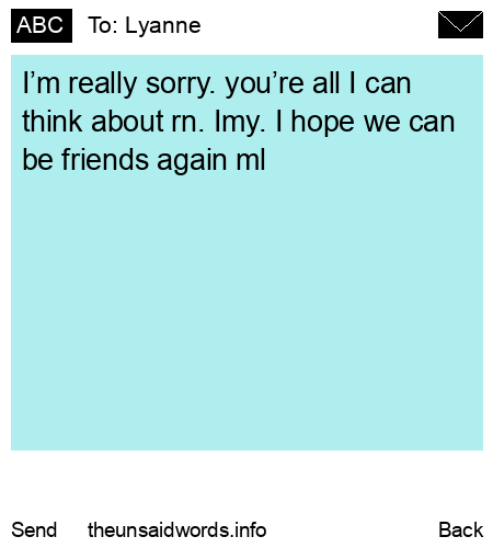 unsent message to Lyanne