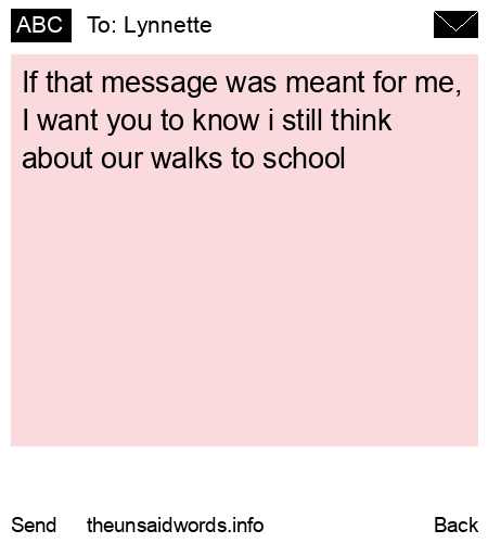 unsent message to Lynnette
