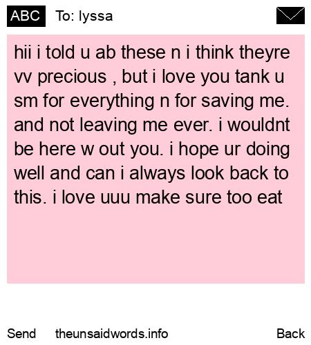 unsent message to lyssa