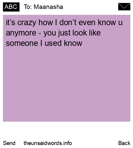 unsent message to Maanasha