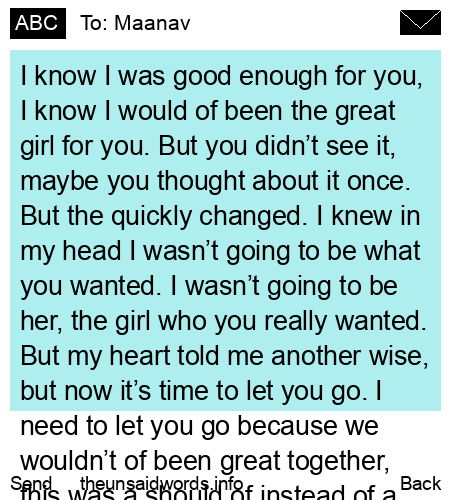 unsent message to Maanav