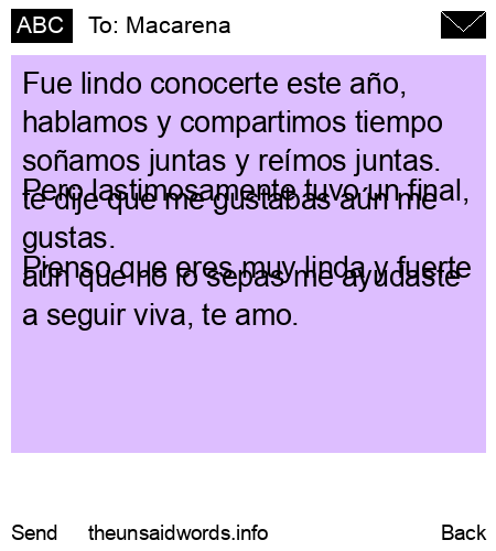 unsent message to Macarena