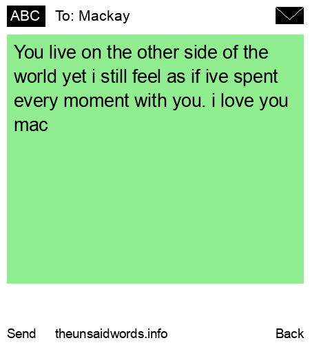 unsent message to Mackay