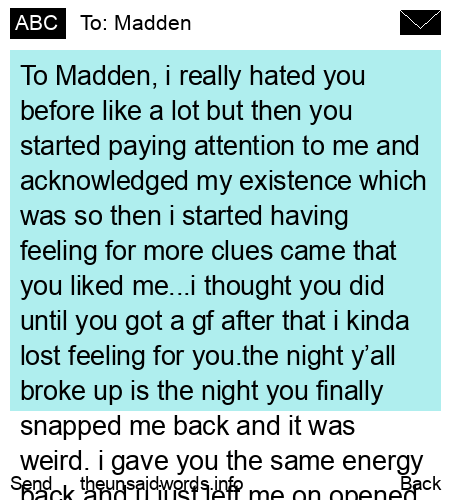 unsent message to Madden