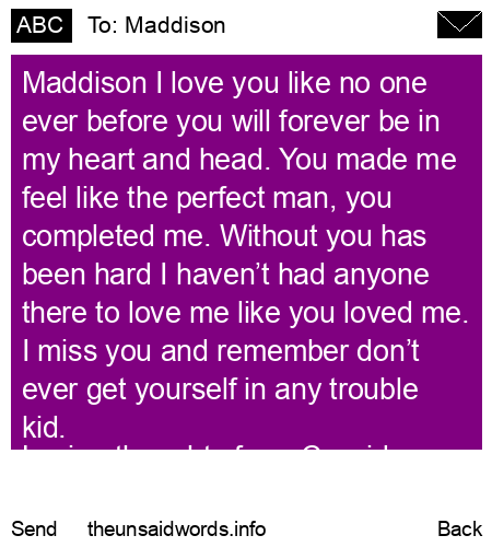 unsent message to Maddison