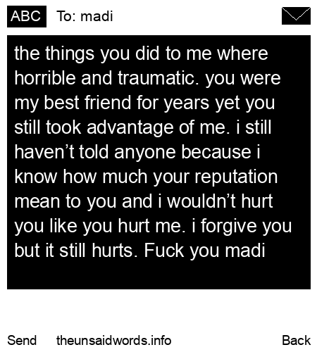 unsent message to madi