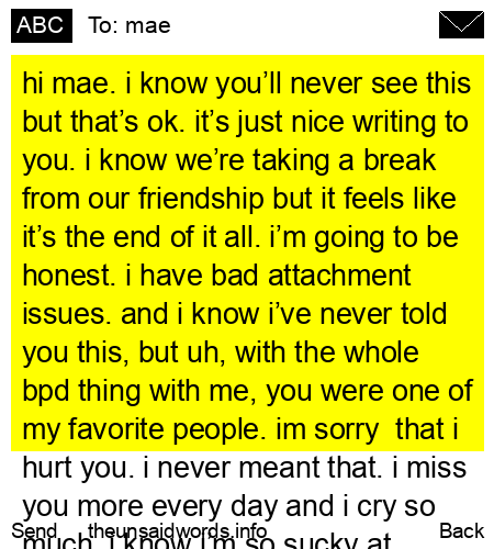 unsent message to mae