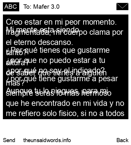 unsent message to Mafer 3.0