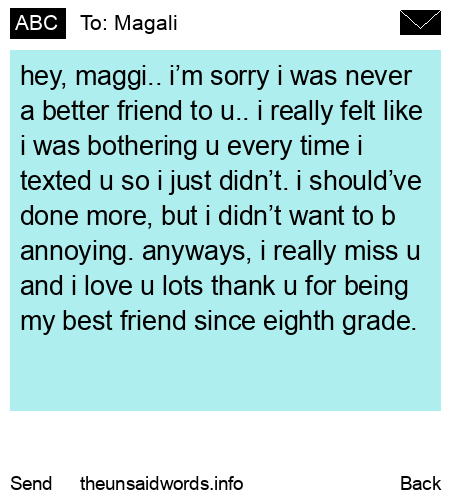 unsent message to Magali