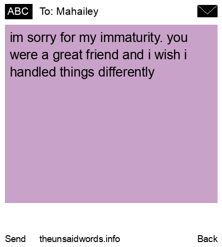 unsent message to Mahailey 