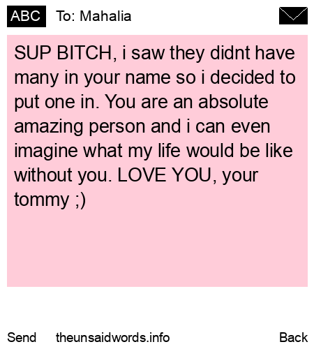 unsent message to Mahalia