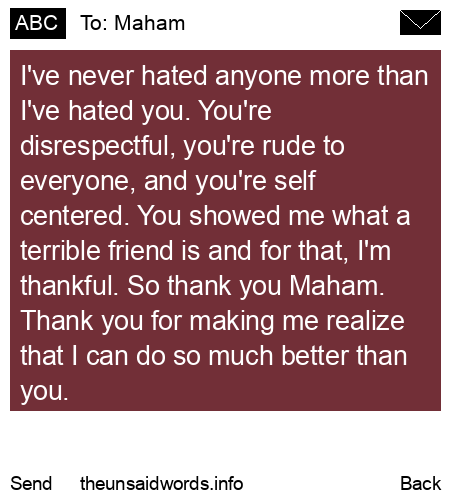 unsent message to Maham