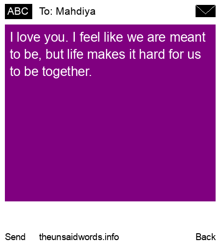 unsent message to Mahdiya