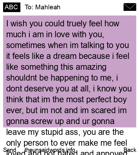 unsent message to Mahleah