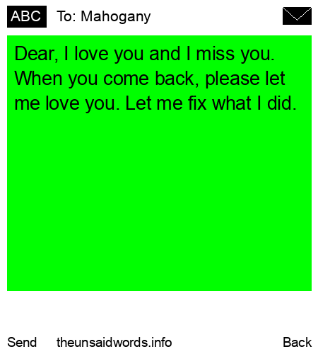 unsent message to Mahogany
